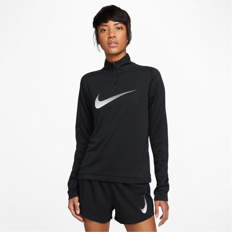 Nike Dri FIT Swoosh Womens Half Zip Long Sleeve Top