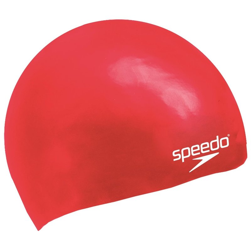 Speedo Plain Moulded Silicone Cap Red Junior